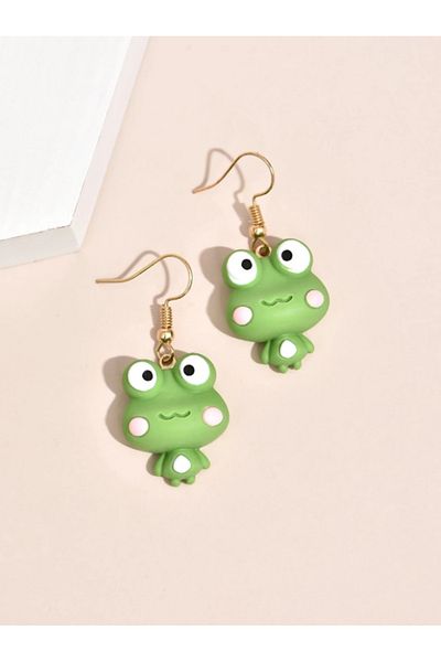 SYGGY Froggy II earrings, frog pattern, green