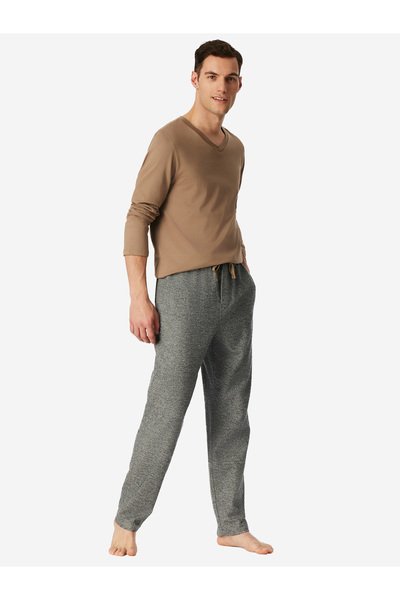 Schiesser Pyjamahose Hose lang Flanell - Mix + Relax Schlaf-Hose Pyjama Schlafmode