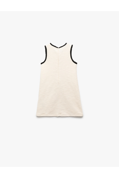 Koton Bow Detailed Sleeveless Crew Neck Tweed Dress