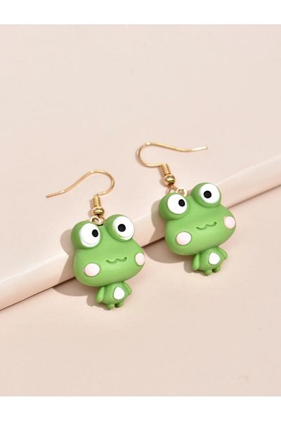 SYGGY Froggy II earrings, frog pattern, green