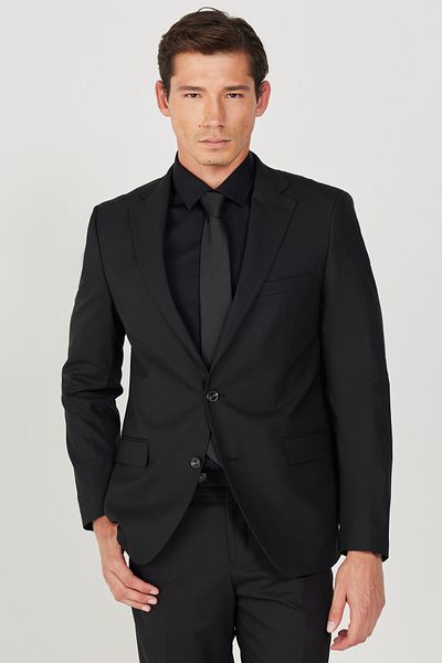 ALTINYILDIZ CLASSICS Men's Black Waterproof Slim Fit Slim Fit Mono Collar Woolen Nano Suit