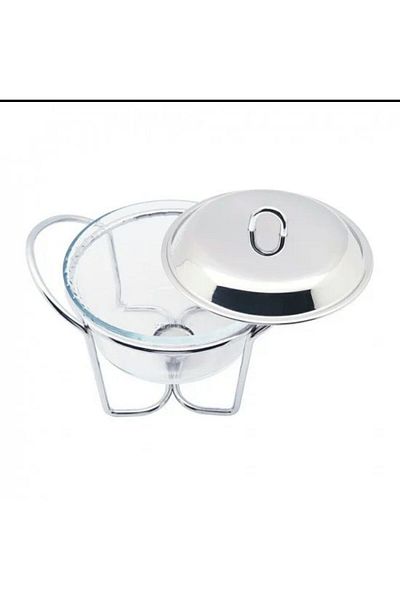 Ch 3L Glass Buffet Warmer - Stainless Steel Lid and Metal Stand