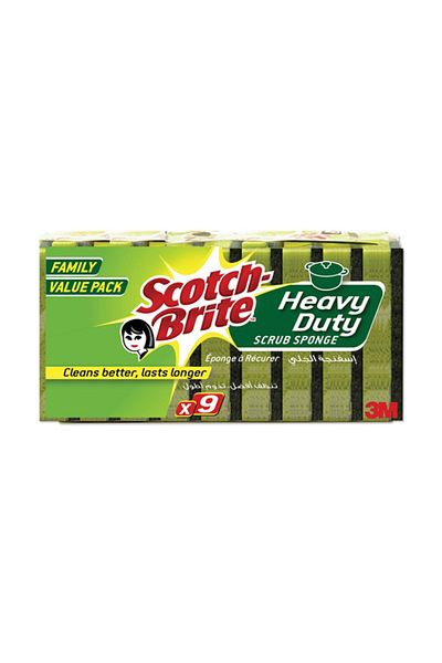 Scotch Brite 9-Piece Heavy Duty Classic Flat Laminate Scrub Sponge