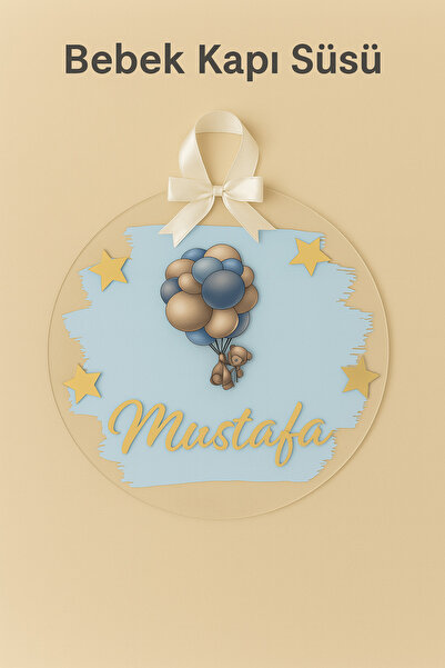 edoy Kişiye Özel Yeni Doğan Bebek Kapı Süsü – Balon Ayıcık Temalı Bebek Kapı ...