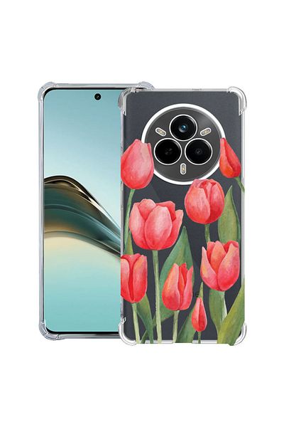 bestcase ® Anit Shock Case For Realme 14 Pro Plus, Red Tulips, 1997763 AS 633