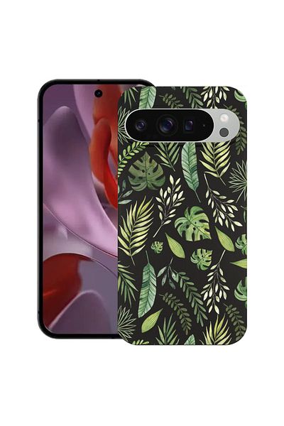bestcase ® Slim Silicon Case For Google Pixel 10 / Pixel 10 Pro, Green leafs, 2030992 B 77