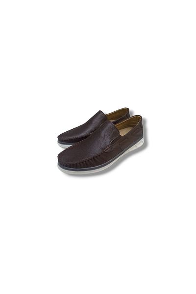 Growish Gr0337 Genuine Perforated Leather Light White Poly Sole Dark Brown Casual Men's Shoes