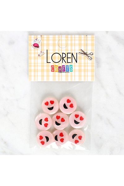 MBB ETİCARET Loren Crafts 8-Pack Smiley Face Button - 1022