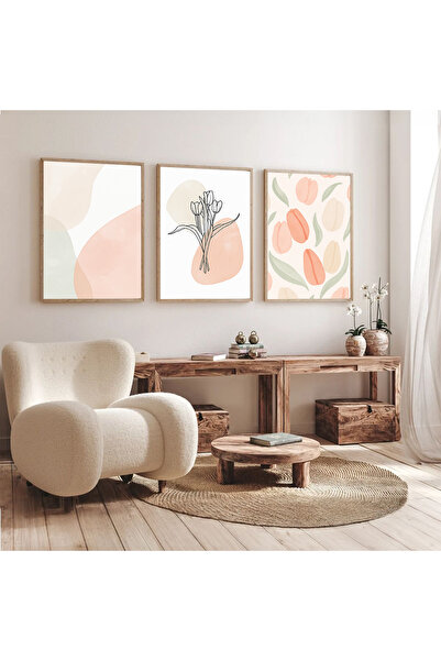 Dekorsiahome Комплект за рисуване на хол/кухня с дървена рамка от 3 части SET...