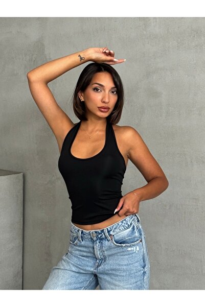 The Base Жіночий чорний купальник з відкритою спиною та бретельками на шиї