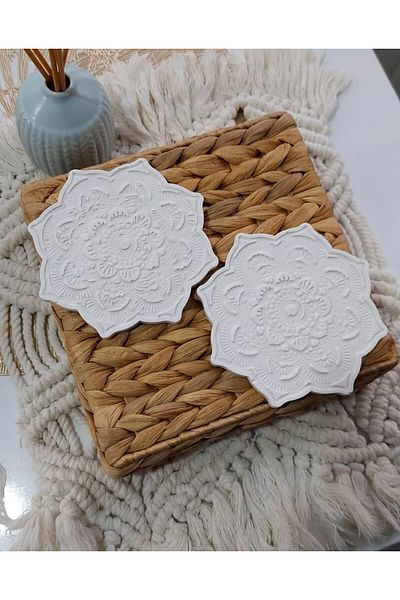 bscmod Nordic Concrete Coasters, Flower Star Paintable Mandala. Candle, Pinterest Presenter 2 Pieces