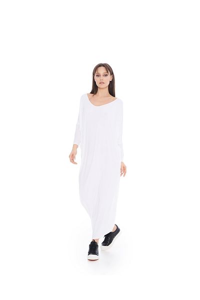 tessitura White Drapping Dress