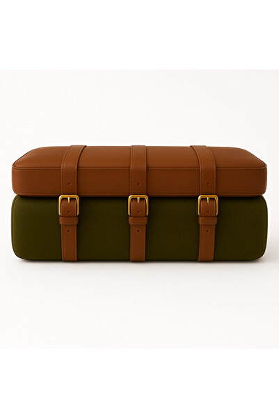 THE IVY CONCEPT STORE The Ivy Palm Serisi Yeşil Kadife Deri Puf