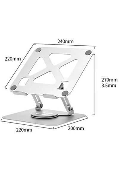 Adsinio Suport laptop, Adsinio, aluminiu, reglabil, rotativ la 360°, pentru laptop, suportă 10-17 inci, argintiu