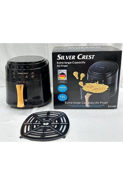 Silver Crest مقلاة هوائية كهربائية رقمية بقوة 1400 واط، سعة 8 لتر، فرن منزلي بشاشة LCD، مصنوع من بلاستيك PTFE، سريع 1400 واط