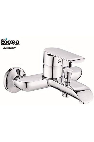 Siena Bath Faucet chrome plated complete set with mixer leg and wall cover (Siena Series 3)