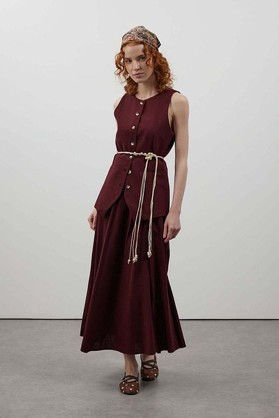 FUSHYA Double Linen Suit with Belted Vest