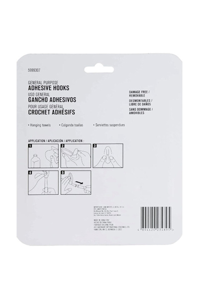 ACE 10-Piece Damage Free General Purpose Adhesive Hook with Strips 2.2 x 3 cm