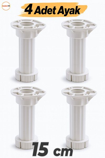 Badem10 Picioare reglabile din plastic, 4 bucăți, 15 cm, pentru dulapuri, mobilier, pentru ridicarea băncii