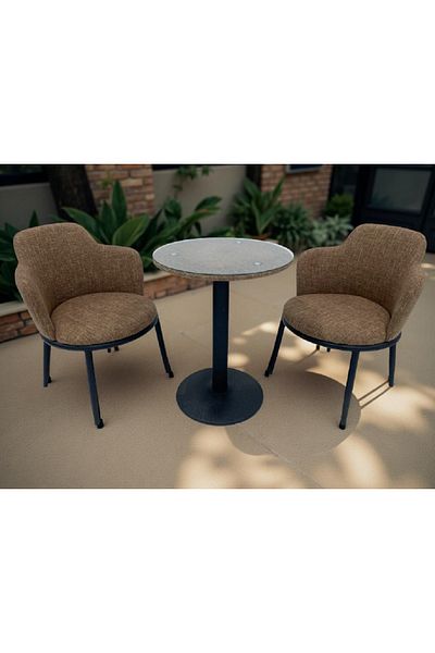 rexa طقم بيسترو عصري مع طاولة ذات سطح زجاجي وكراسي مبطنة 75 × 70 × 65 سم