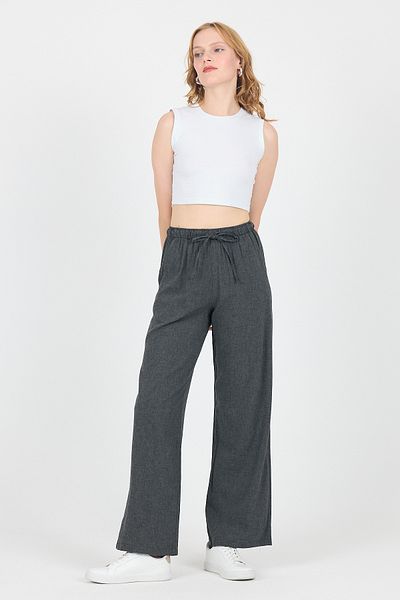 Rays Anthracite Cotton Elastic Waist Wide Leg/Wide Leg Trousers 4754A