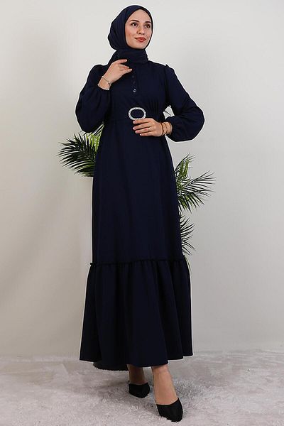 GİYZAMİLA Lizge Hijab Dress Navy Blue