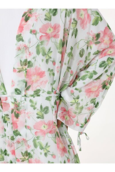 Refka Baskılı Şifon Kimono - Pembe Desenli-