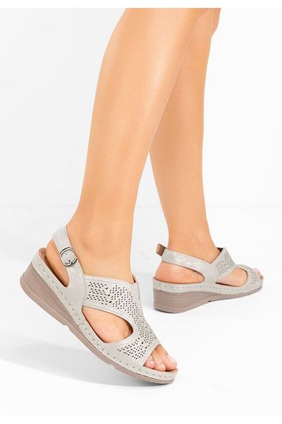 B T Shoes Sandale cu talpa ortopedica Aidena argintii