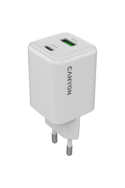 CANYON CU45AC GaN Charger 45W, 1xPD, 1xQC, White