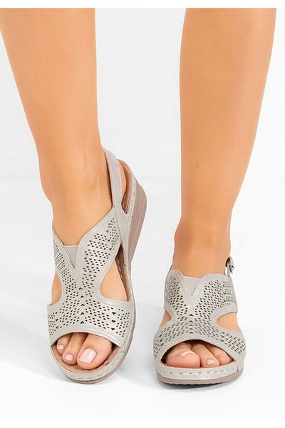 B T Shoes Sandale cu talpa ortopedica Aidena argintii