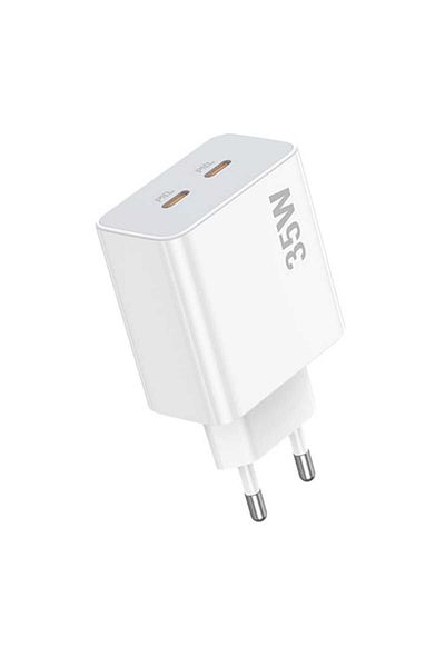 Lamtech Charger, QC3.0, PD, 35W, 2xUSB Type-C, White