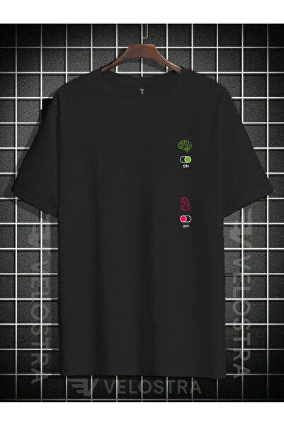 Velostra تي شيرت كبير الحجم مطبوع عليه قلب ودماغ للجنسين