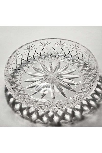 Kristal Market وعاء عرض مزخرف مصنوع يدويًا من الكريستال على شكل نخلة مقاس 28 سم