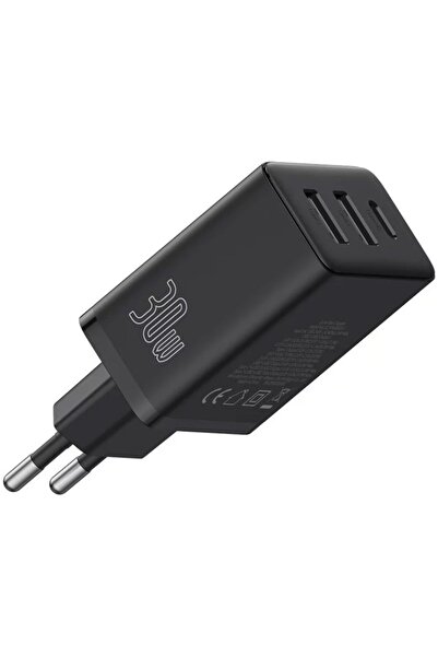 Baseus Încărcător de rețea Cube, 30W, 2x USB-A, 1x USB-C, încărcare rapidă, negru