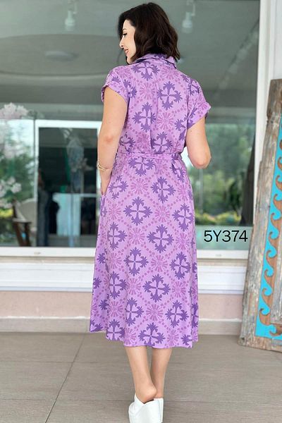 İnce Topuk Polo Neck Buttoned Viscose Dress 5Y374