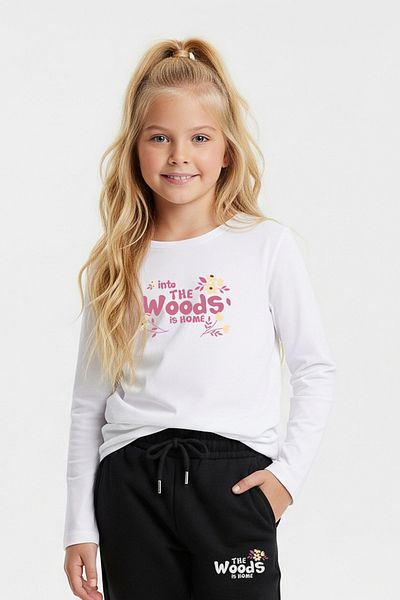 FYK KİDS Zero Collar Woods Printed Girl's Bottom-Up Set
