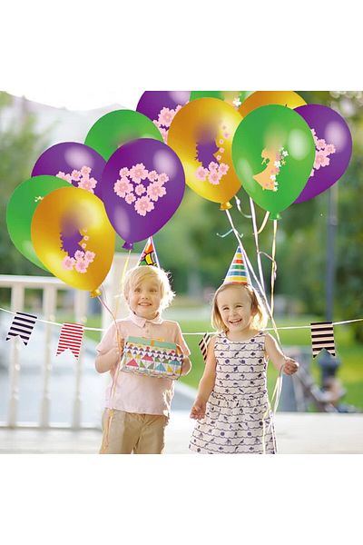 Nesloonp birthday set, latex/paper, multicolor, 77 pieces