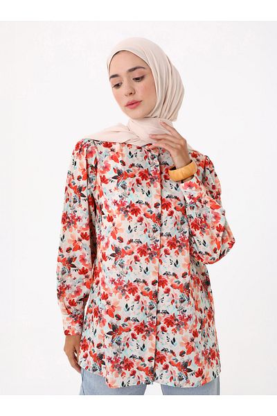 Refka Floral Printed Voile Tunic - Pink -