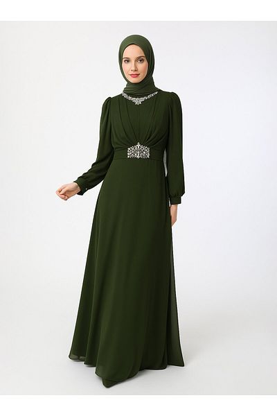 Refka Βραδινό Φόρεμα Hijab - Χακί - Βραδινό Φόρεμα