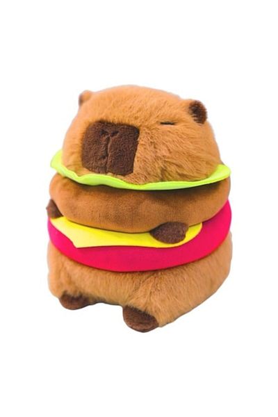 MASHASHOP Stuffed Toy, Capybara Hamburger, brown/multicolor, MASHASHOP, 35 cm