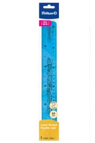 Pelikan Riglă flexibilă, culoare albastră, material plastic, dimensiune 30 cm