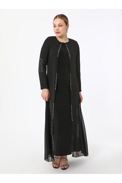 ALİA Βραδινό φόρεμα Plus Size - Μαύρο - Βραδινό φόρεμα
