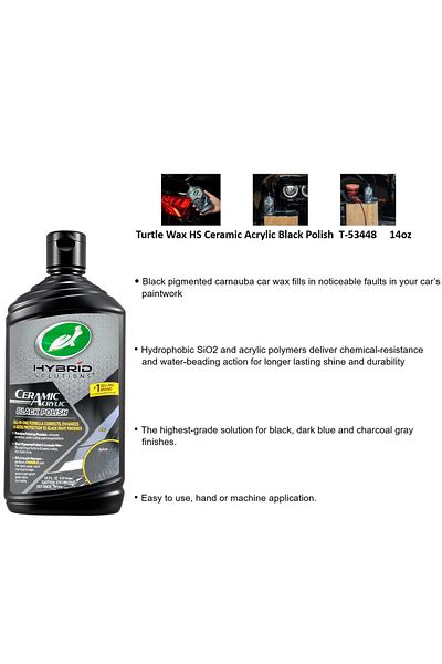 Turtle Wax Hybrid Solutions Ceramic Acrylic Black Polish – 414ml for Black and Dark Paint Finishes