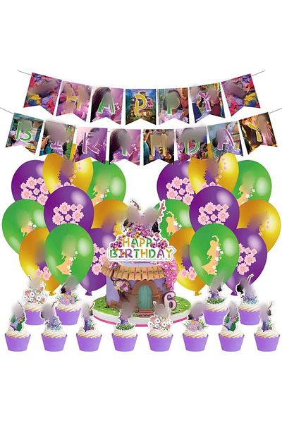 Nesloonp birthday set, latex/paper, multicolor, 77 pieces