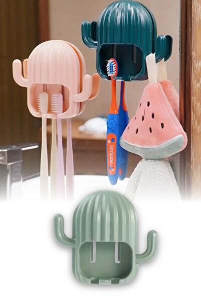 omilife Θήκη οδοντόβουρτσας σε σχήμα κάκτου Χαριτωμένο σχέδιο αυτοκόλλητο αξε...