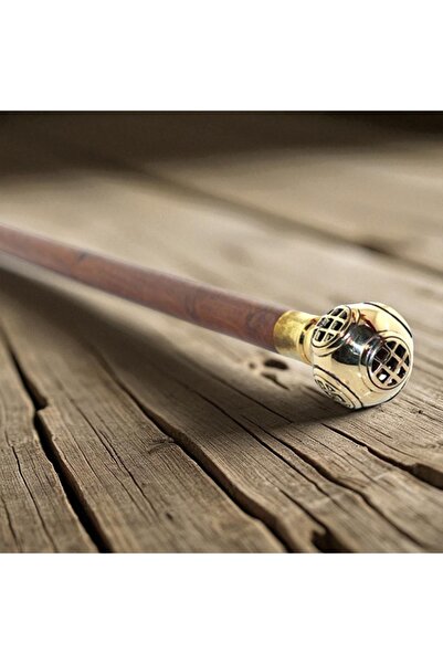 Kuzey Tacı Pirinç Dalgiç Başliği Baston Şık Tasarım 100 cm