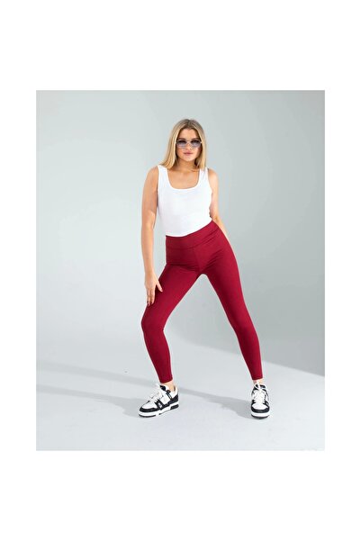 POLEXP Αθλητικό κολάν μπορντό κοτλέ Push Up εφέ σύσφιξης