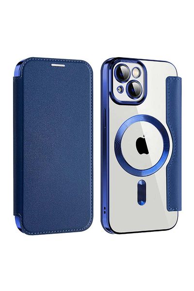 SKYDDAR INNOVATION Case for iPhone 13, SmartMag Book, Magsafe, RFiD, Card Holder, sticker set, Blue