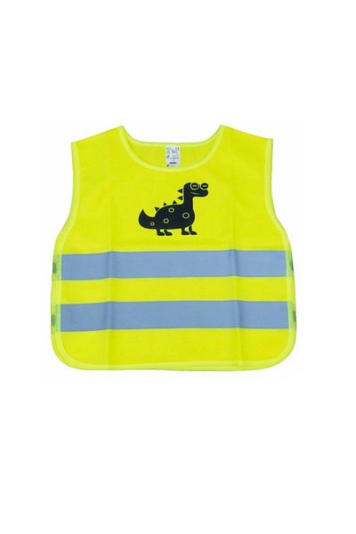 AMIO Reflective vest for children 4-12 years old, Yellow dinosaur pattern