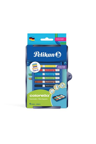 Herlitz Colorella Felt-Tip Pens, Assorted Colors, Material Plastic, Set of 6 with Creative Tray